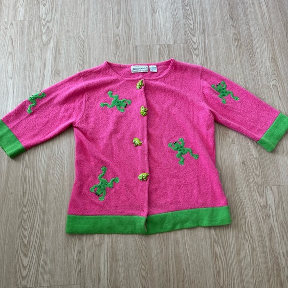BellePointe embroidered rhinestone frog Cardigan vintage - Picture 1 of 5